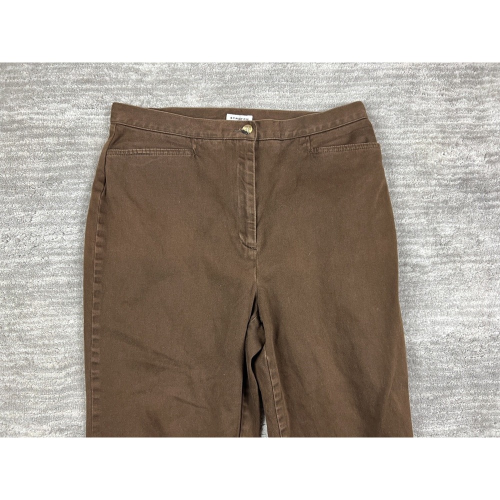 Jones Sport Capris Womens 12 Brown Stretch Cropped Pants High Rise Straight Leg - Picture 2 of 10